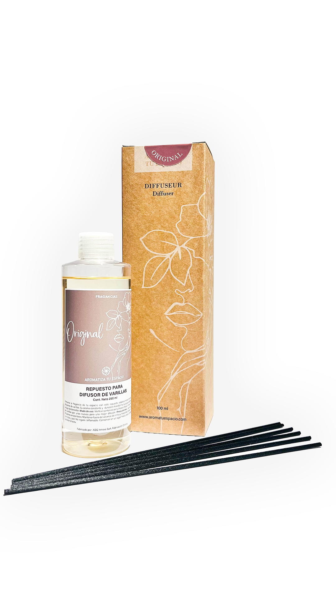 Pack Difusor Ambiental con Varillas + Recarga 250ml